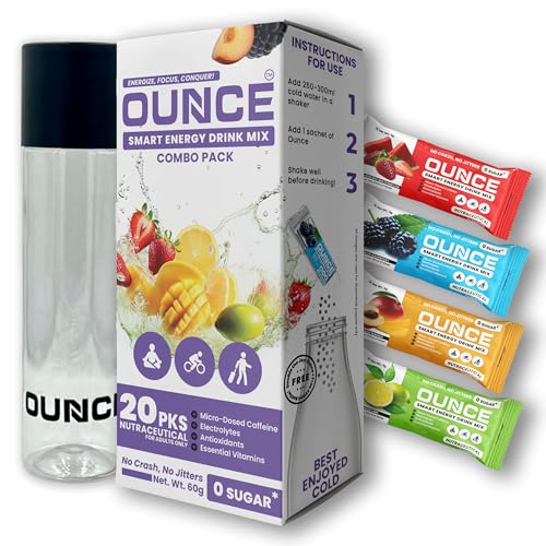 Ounce Energy Drink Powder + Electrolyte Powder - 20 On-The-Go Caffeine